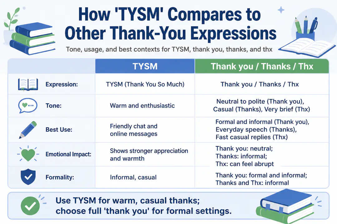 How 'TYSM' Compares to Other Thank-You Expressions