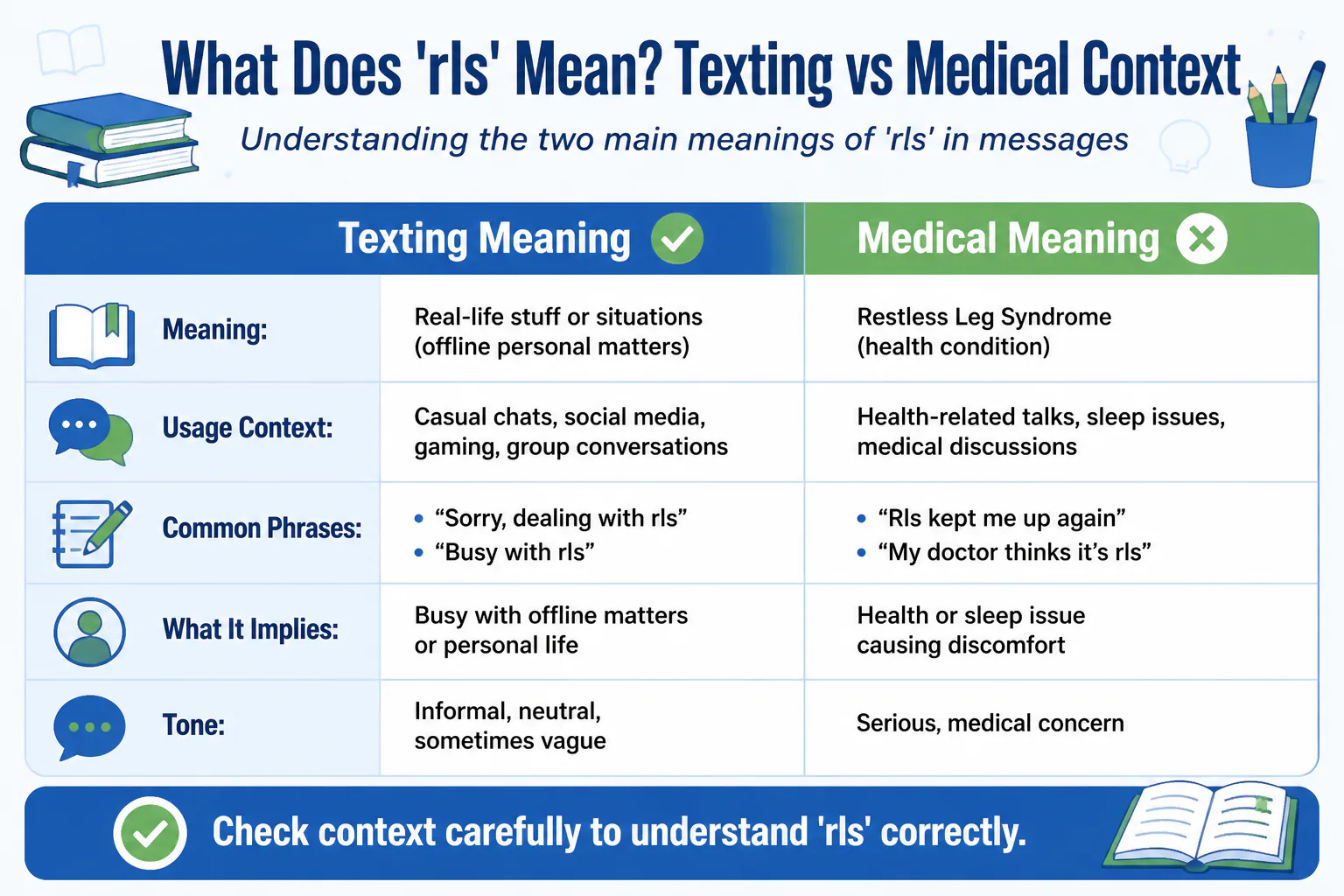 What Does 'rls' Mean? Texting vs Medical Context