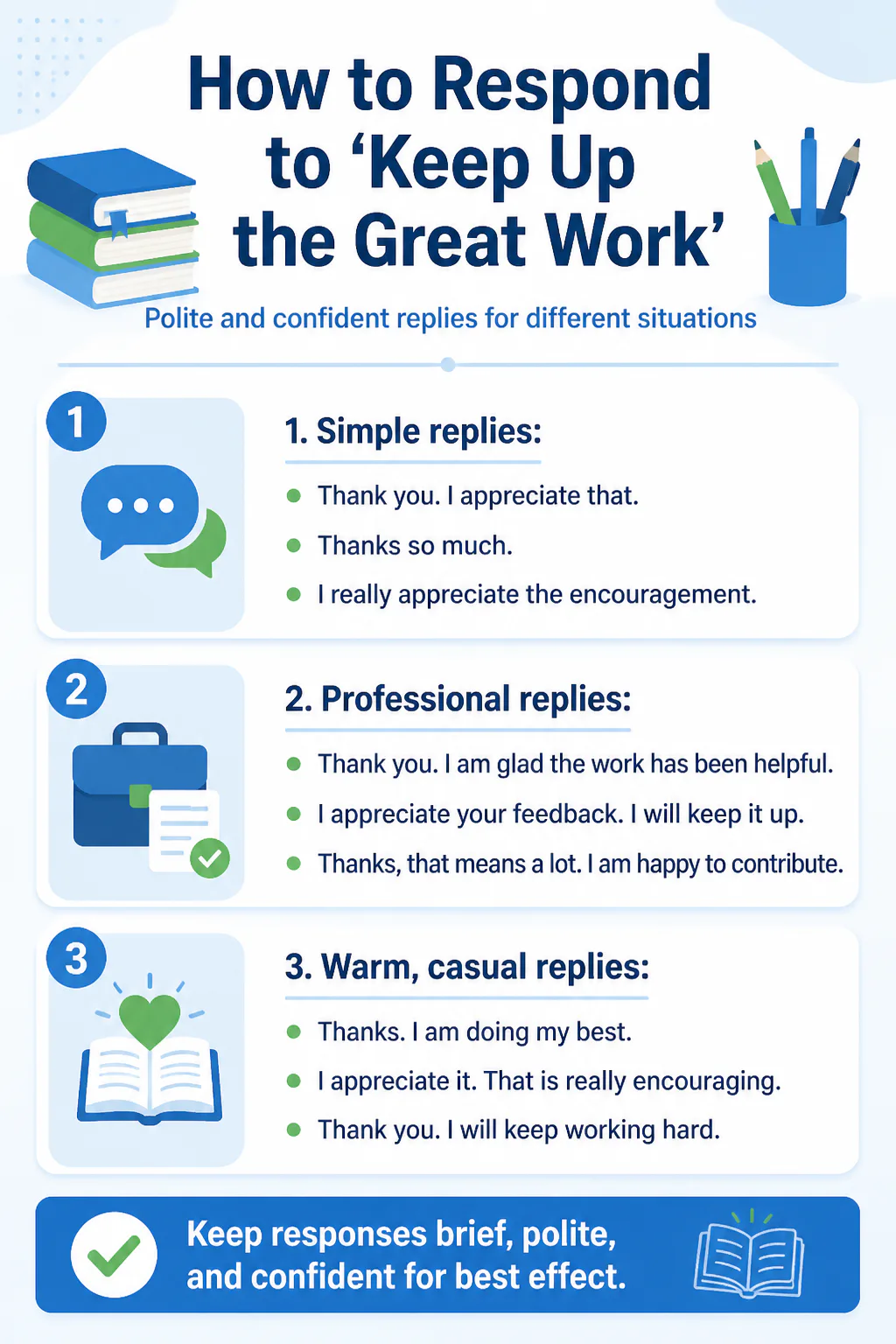 How to Respond to 'Keep Up the Great Work'