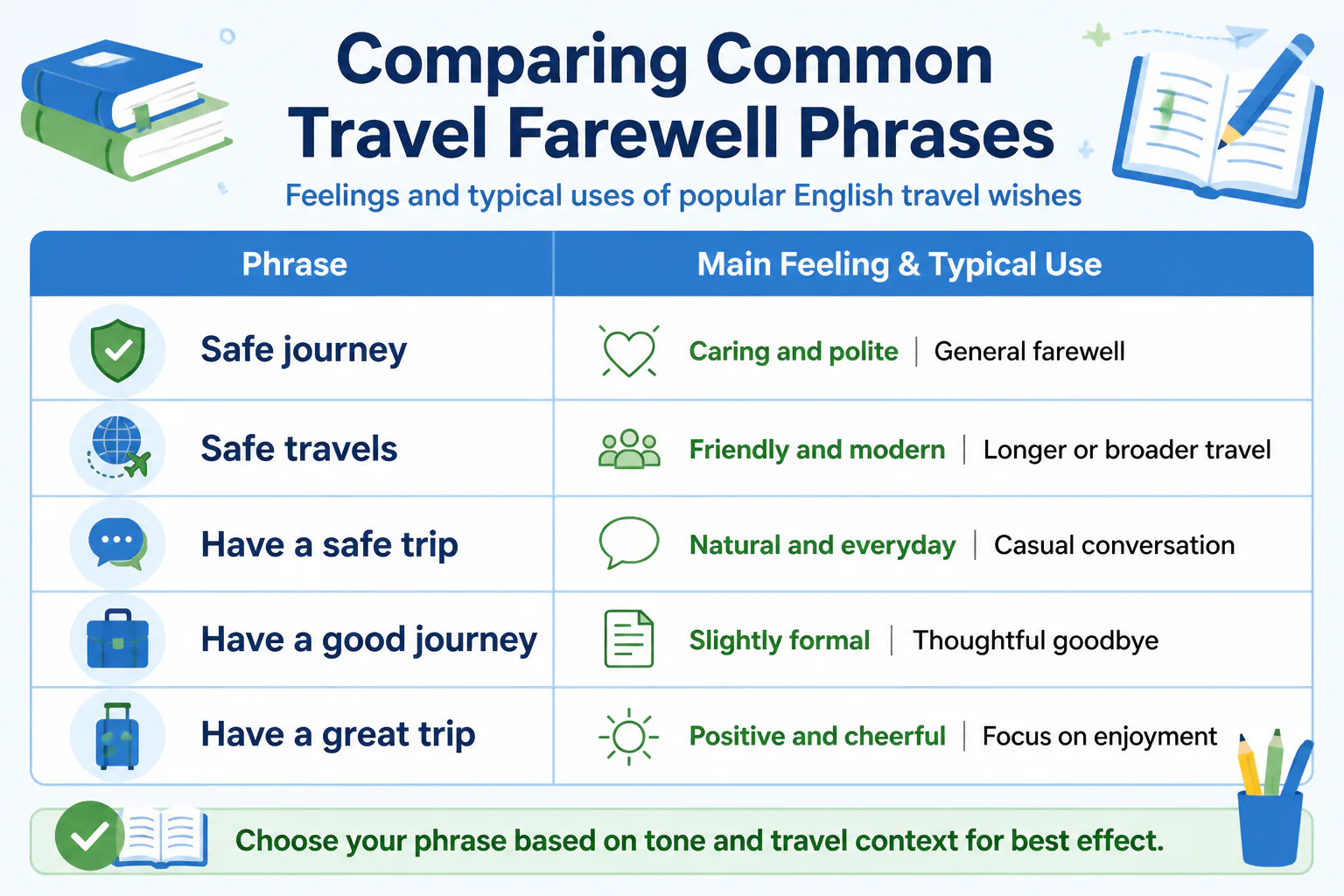 Comparing Common Travel Farewell Phrases Comparing Common Travel Farewell Phrases
