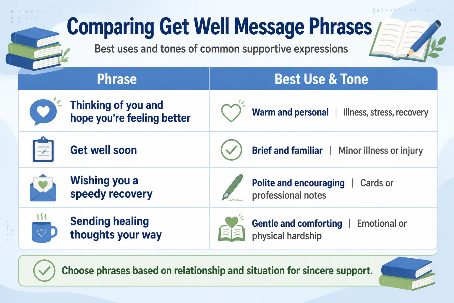 Comparing Get Well Message Phrases Comparing Get Well Message Phrases